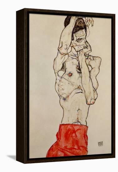 Standing Male Nude with Red Loincloth, 1914-Egon Schiele-Framed Premier Image Canvas