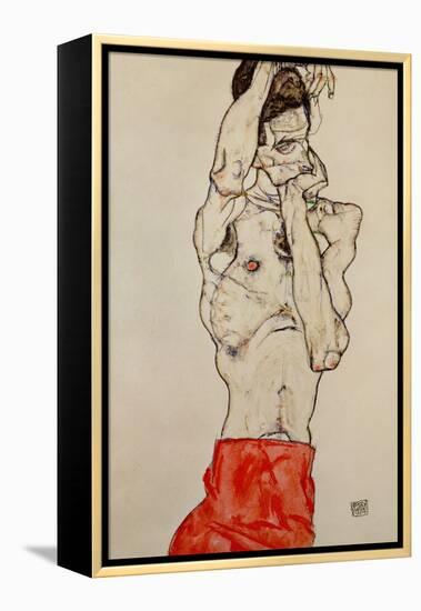 Standing Male Nude with Red Loincloth, 1914-Egon Schiele-Framed Premier Image Canvas