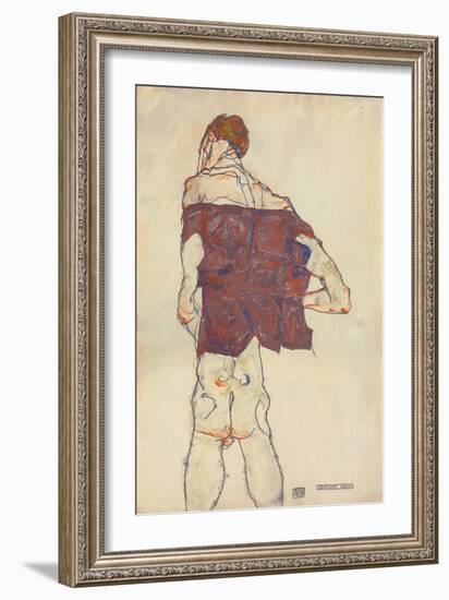 Standing Man, 1913 (Gouache, W/C and Pencil on Paper) (Recto of 996379)-Egon Schiele-Framed Giclee Print