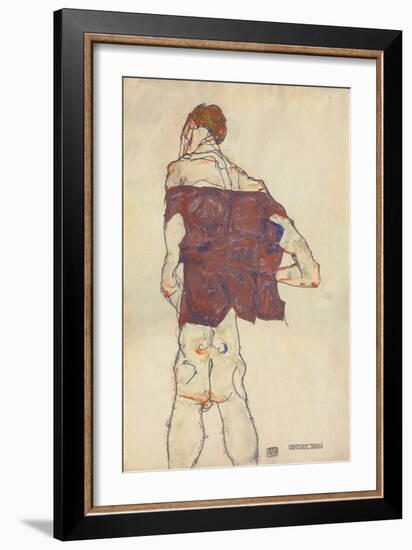 Standing Man, 1913 (Gouache, W/C and Pencil on Paper) (Recto of 996379)-Egon Schiele-Framed Giclee Print
