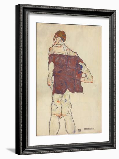 Standing Man, 1913 (Gouache, W/C and Pencil on Paper) (Recto of 996379)-Egon Schiele-Framed Giclee Print