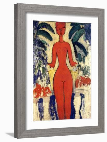 Standing Nude, 1913 (Oil on Board)-Amedeo Modigliani-Framed Giclee Print