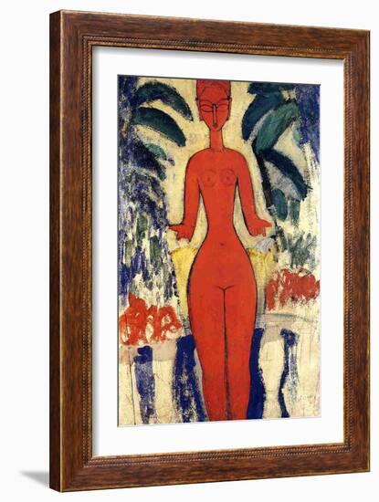 Standing Nude, 1913 (Oil on Board)-Amedeo Modigliani-Framed Giclee Print