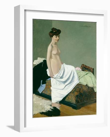 Standing Nude Holding a Gown on Her Knee, 1904 (Oil on Canvas)-Felix Edouard Vallotton-Framed Giclee Print