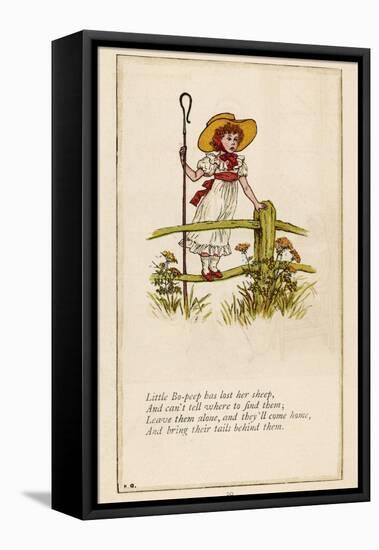 Standing on a Fence Looking for Her Sheep-Kate Greenaway-Framed Premier Image Canvas
