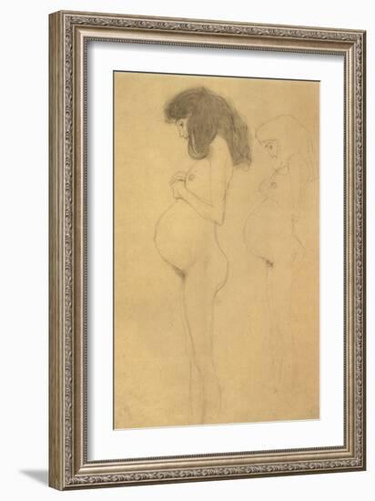 Standing Pregnant Woman in Profle-Gustav Klimt-Framed Giclee Print