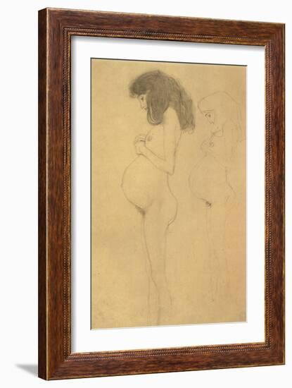 Standing Pregnant Woman in Profle-Gustav Klimt-Framed Giclee Print