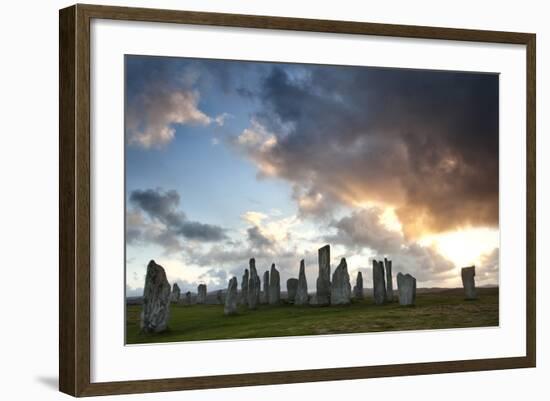 Standing Stones of Callanish at Sunset with Dramatic Sky in the Background-Lee Frost-Framed Photographic Print