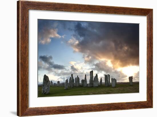 Standing Stones of Callanish at Sunset with Dramatic Sky in the Background-Lee Frost-Framed Photographic Print