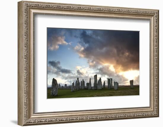 Standing Stones of Callanish at Sunset with Dramatic Sky in the Background-Lee Frost-Framed Photographic Print