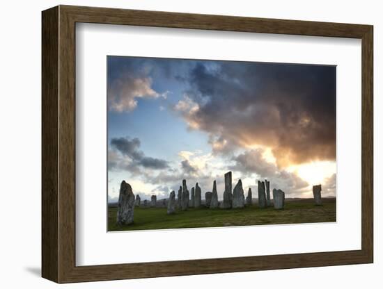 Standing Stones of Callanish at Sunset with Dramatic Sky in the Background-Lee Frost-Framed Photographic Print