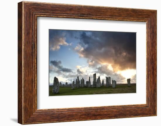 Standing Stones of Callanish at Sunset with Dramatic Sky in the Background-Lee Frost-Framed Photographic Print