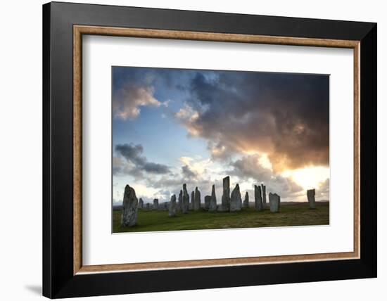 Standing Stones of Callanish at Sunset with Dramatic Sky in the Background-Lee Frost-Framed Photographic Print