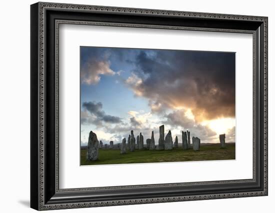 Standing Stones of Callanish at Sunset with Dramatic Sky in the Background-Lee Frost-Framed Photographic Print