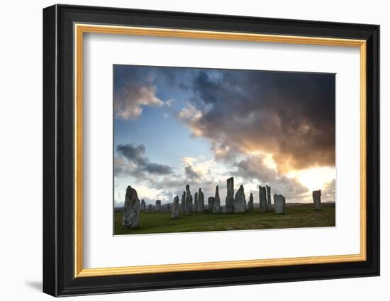 Standing Stones of Callanish at Sunset with Dramatic Sky in the Background-Lee Frost-Framed Photographic Print