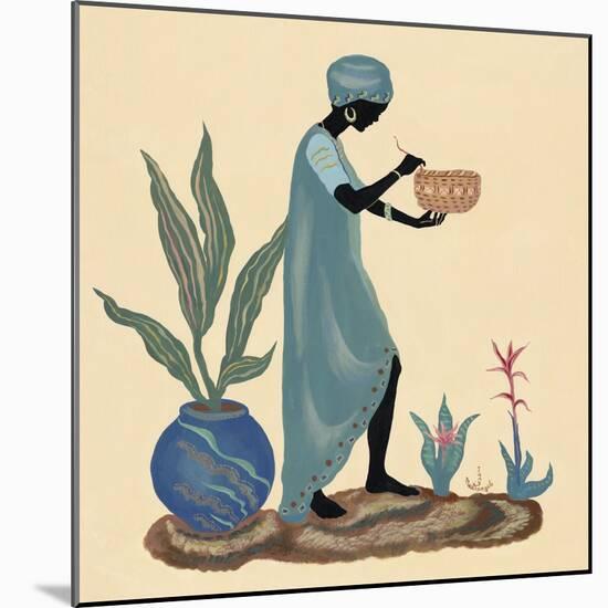 Standing Weaving Basket in Teal-Judy Mastrangelo-Mounted Giclee Print