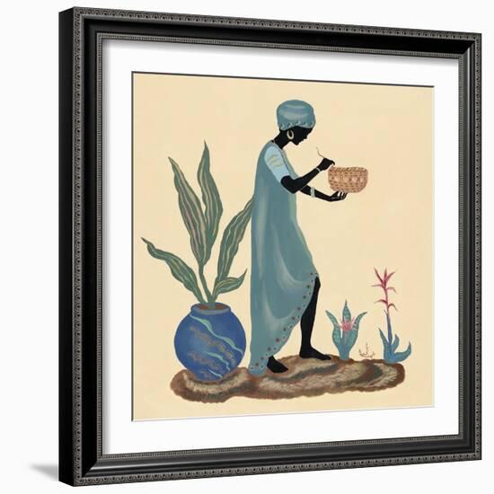 Standing Weaving Basket in Teal-Judy Mastrangelo-Framed Giclee Print