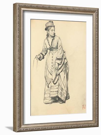 Standing Woman Holding Her Dress, C. 1872-1875-Ilya Efimovich Repin-Framed Giclee Print