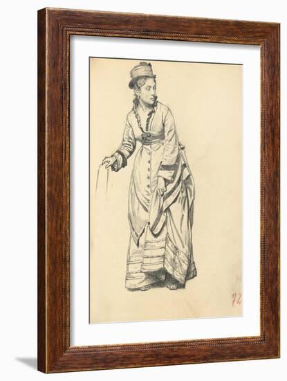 Standing Woman Holding Her Dress, C. 1872-1875-Ilya Efimovich Repin-Framed Giclee Print