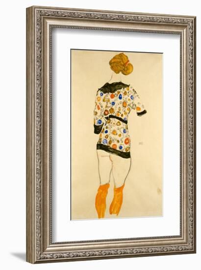 Standing Woman in a Patterned Blouse-Egon Schiele-Framed Giclee Print