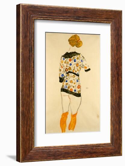 Standing Woman in a Patterned Blouse-Egon Schiele-Framed Giclee Print