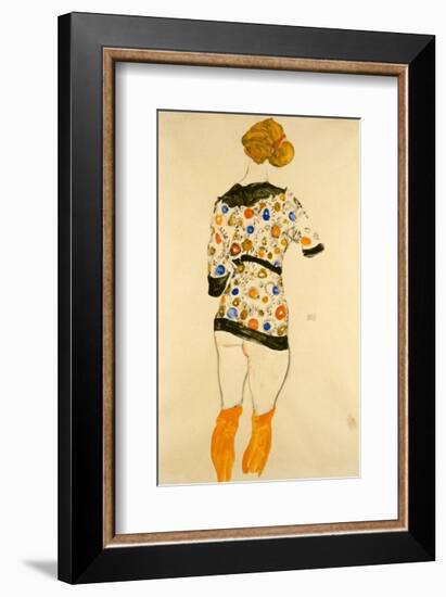 Standing Woman in a Patterned Blouse-Egon Schiele-Framed Giclee Print