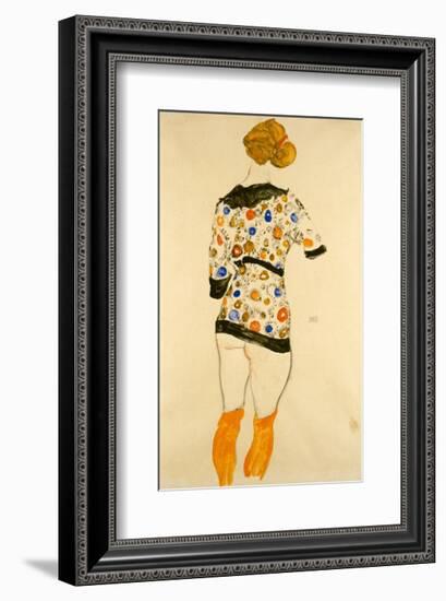 Standing Woman in a Patterned Blouse-Egon Schiele-Framed Giclee Print