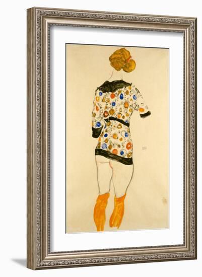 Standing Woman in a Patterned Blouse-Egon Schiele-Framed Giclee Print