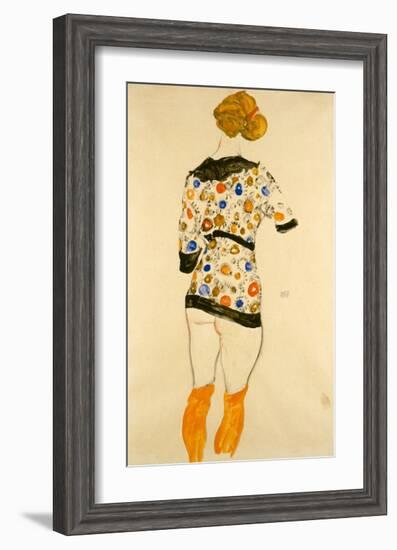 Standing Woman in a Patterned Blouse-Egon Schiele-Framed Giclee Print