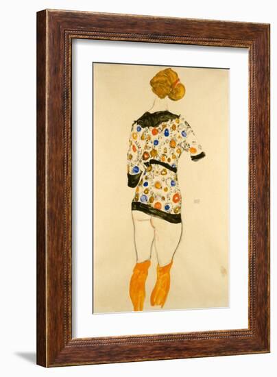 Standing Woman in a Patterned Blouse-Egon Schiele-Framed Giclee Print