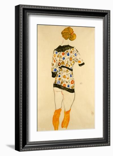 Standing Woman in a Patterned Blouse-Egon Schiele-Framed Giclee Print