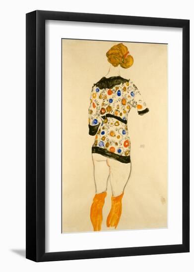 Standing Woman in a Patterned Blouse-Egon Schiele-Framed Giclee Print