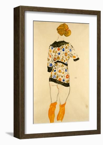 Standing Woman in a Patterned Blouse-Egon Schiele-Framed Giclee Print