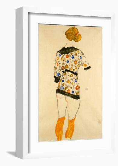 Standing Woman in a Patterned Blouse-Egon Schiele-Framed Giclee Print