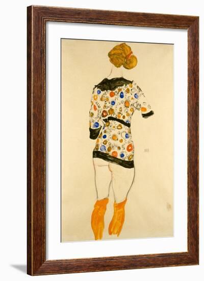 Standing Woman in a Patterned Blouse-Egon Schiele-Framed Art Print