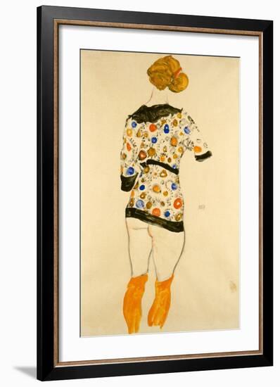 Standing Woman in a Patterned Blouse-Egon Schiele-Framed Art Print