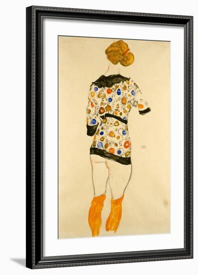 Standing Woman in a Patterned Blouse-Egon Schiele-Framed Art Print