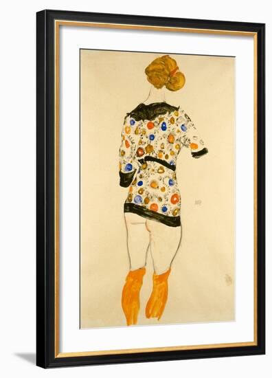 Standing Woman in a Patterned Blouse-Egon Schiele-Framed Art Print