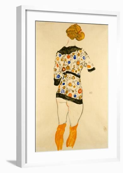 Standing Woman in a Patterned Blouse-Egon Schiele-Framed Art Print