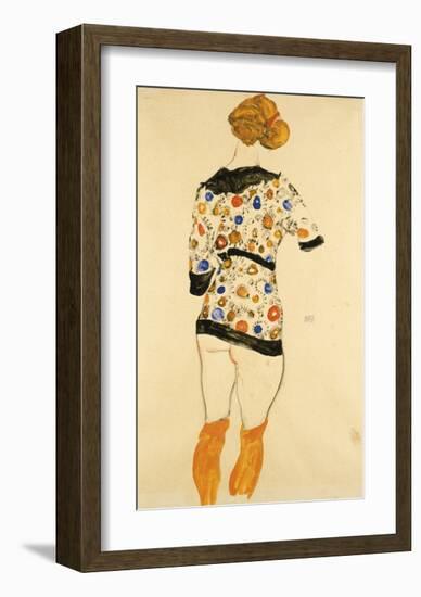 Standing Woman in a Patterned Blouse-Egon Schiele-Framed Premium Giclee Print