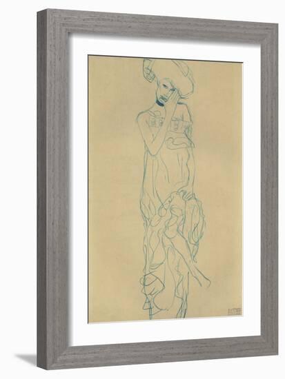 Standing Woman with Left Leg Raised-Gustav Klimt-Framed Giclee Print