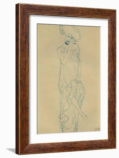 Standing Woman with Left Leg Raised-Gustav Klimt-Framed Giclee Print