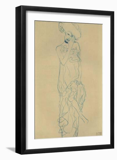 Standing Woman with Left Leg Raised-Gustav Klimt-Framed Giclee Print