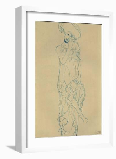 Standing Woman with Left Leg Raised-Gustav Klimt-Framed Giclee Print