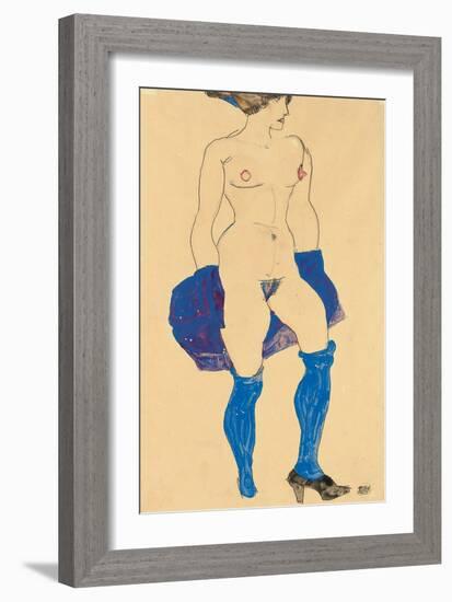 Standing Woman with Shoes and Stockings, 1913-Egon Schiele-Framed Giclee Print