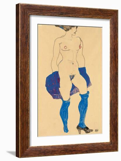 Standing Woman with Shoes and Stockings, 1913-Egon Schiele-Framed Giclee Print