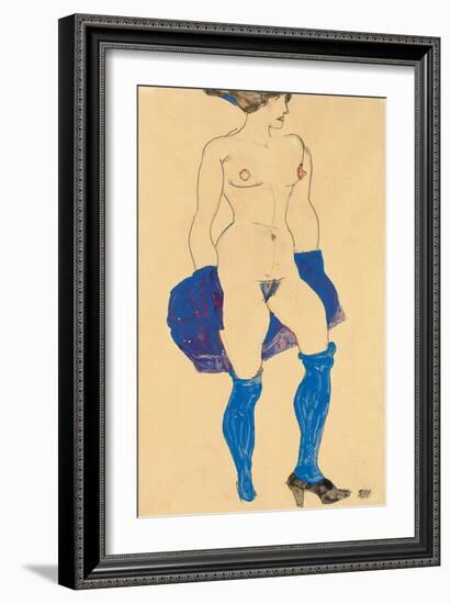 Standing Woman with Shoes and Stockings, 1913-Egon Schiele-Framed Giclee Print