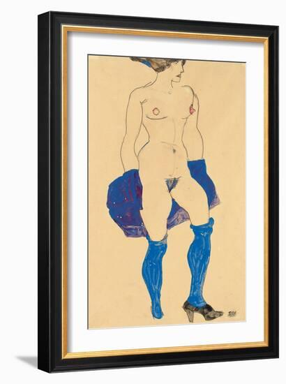 Standing Woman with Shoes and Stockings, 1913-Egon Schiele-Framed Giclee Print