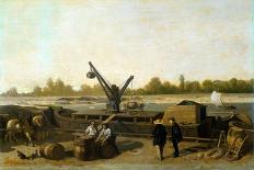 Barge at the Quay (Oil on Canvas)-Stanislas Victor Edouard Lepine-Giclee Print