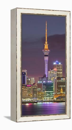 Stanley Bay, Skyline of Auckland, Sky Tower, North Island, New Zealand-Rainer Mirau-Framed Premier Image Canvas